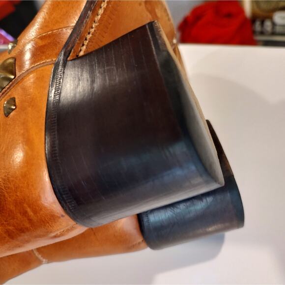 Free Lance Studded Brown/Tan Leather Boots Size 38 - Picture 8 of 15